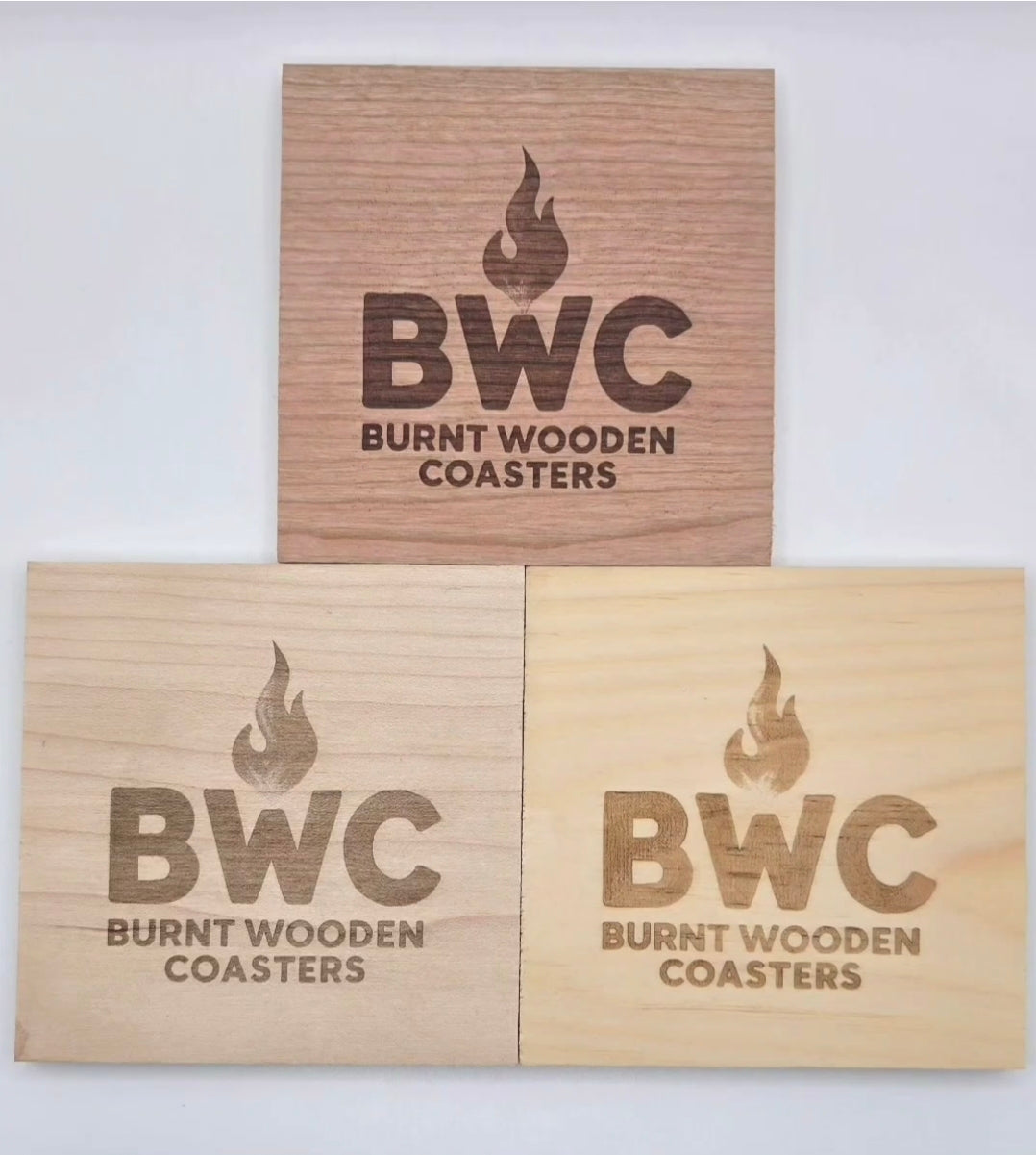 Burnt Wooden Coasters (Set of 4)